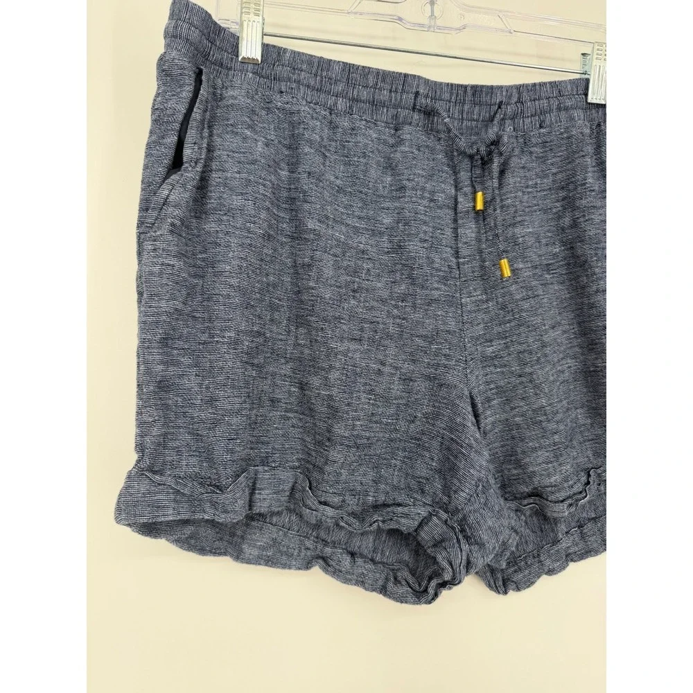 Ellen Tracy Linen Womens Short Boho Striped Beach Coastal Travel Resort Vacation